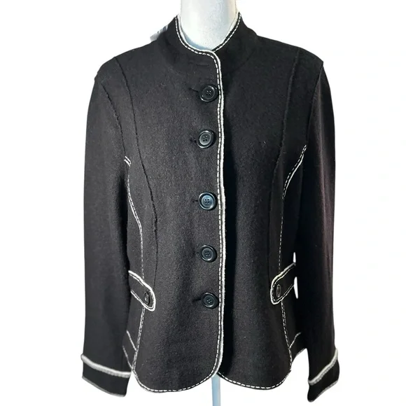 Talbots Black Merino Wool Military Coat 🆕 - Picture 2 of 8